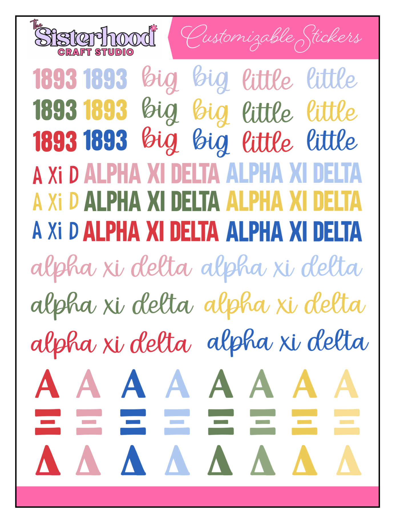 Alpha Xi Delta Sisterhood Picnic Customizable Sticker Pack