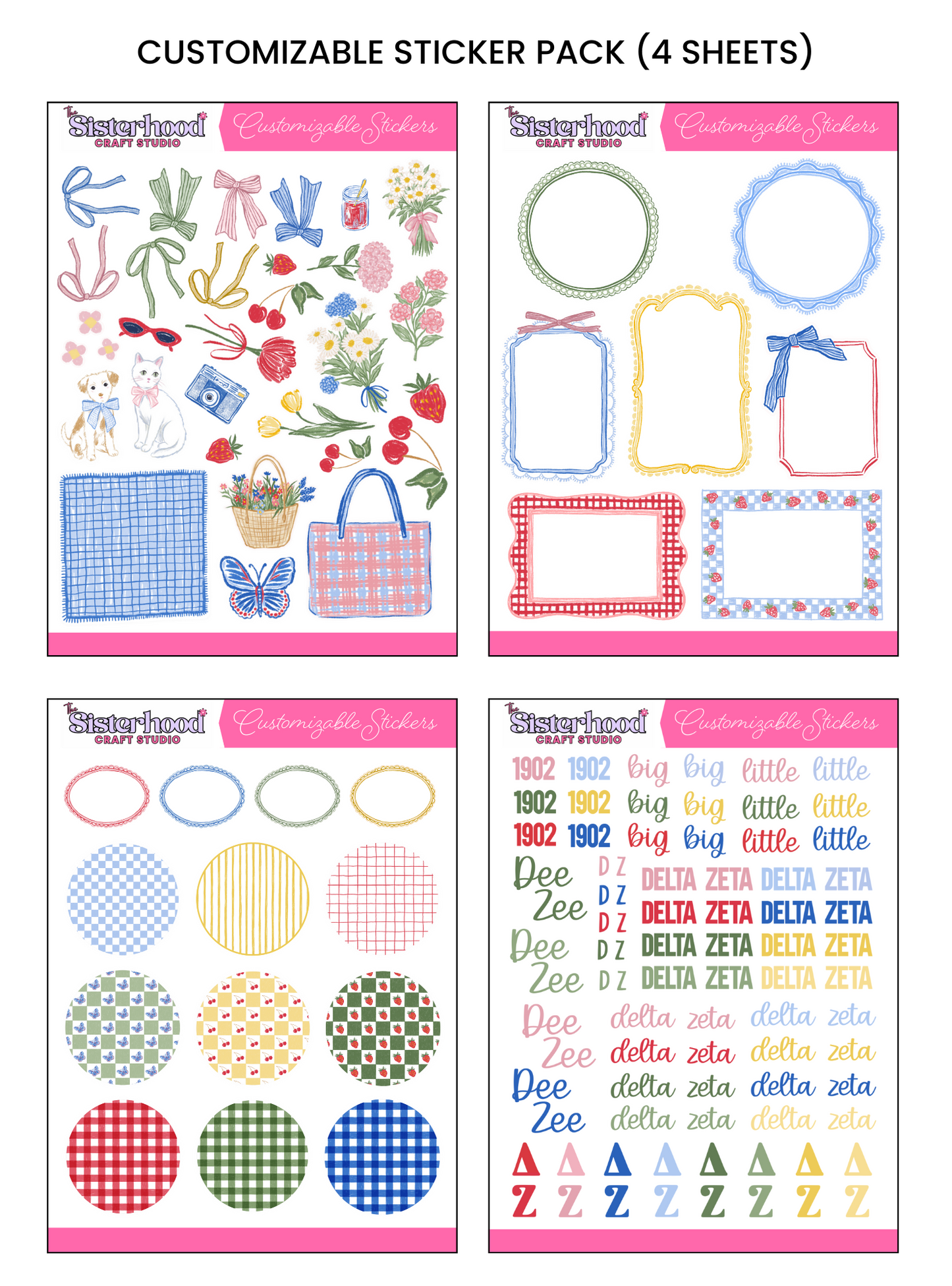 Delta Zeta Sisterhood Picnic Customizable Sticker Pack
