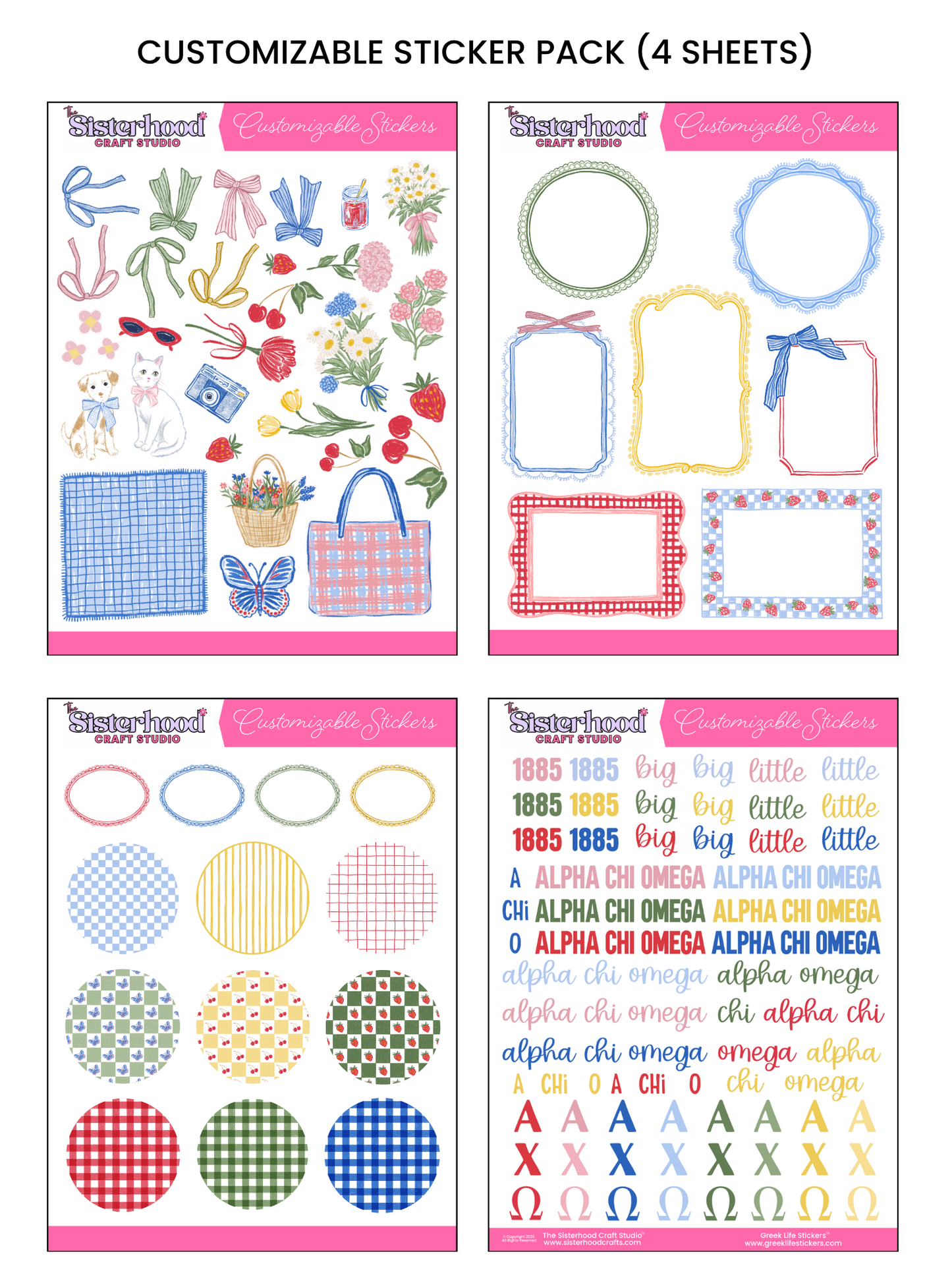 Alpha Chi Omega Sisterhood Picnic Customizable Sticker Pack